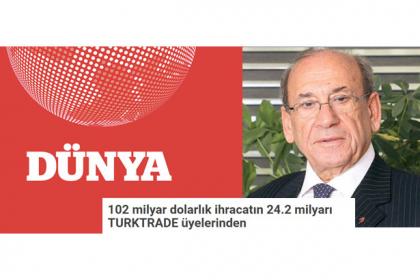 102 milyar dolarlık ihracatın 24.2 milyarı TURKTRADE üyelerinden